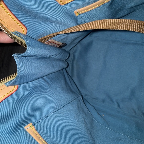 Dooney & Bourke Patent Leather Olive and Orange Zip Satchel - Picture 6 of 6